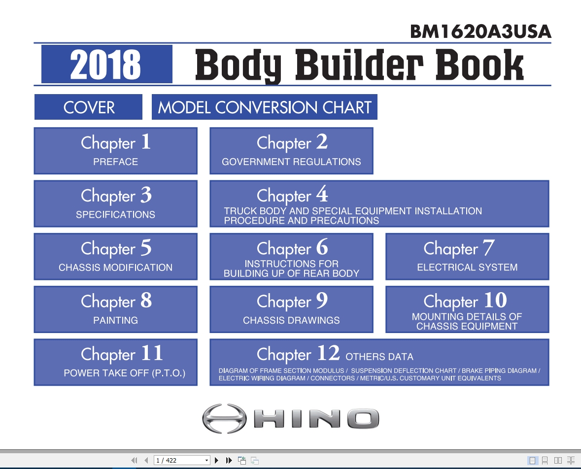 HINO Truck Body Builder Book BM1620A3USA 2018 Manuals Guides_EN