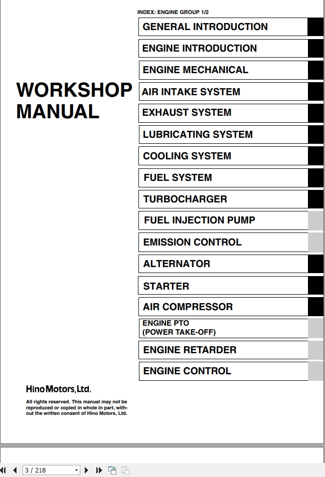 HINO Truck Engine J05 All Series Workshop Manuals 2019_EN - Homepage - The Biggest Store Service