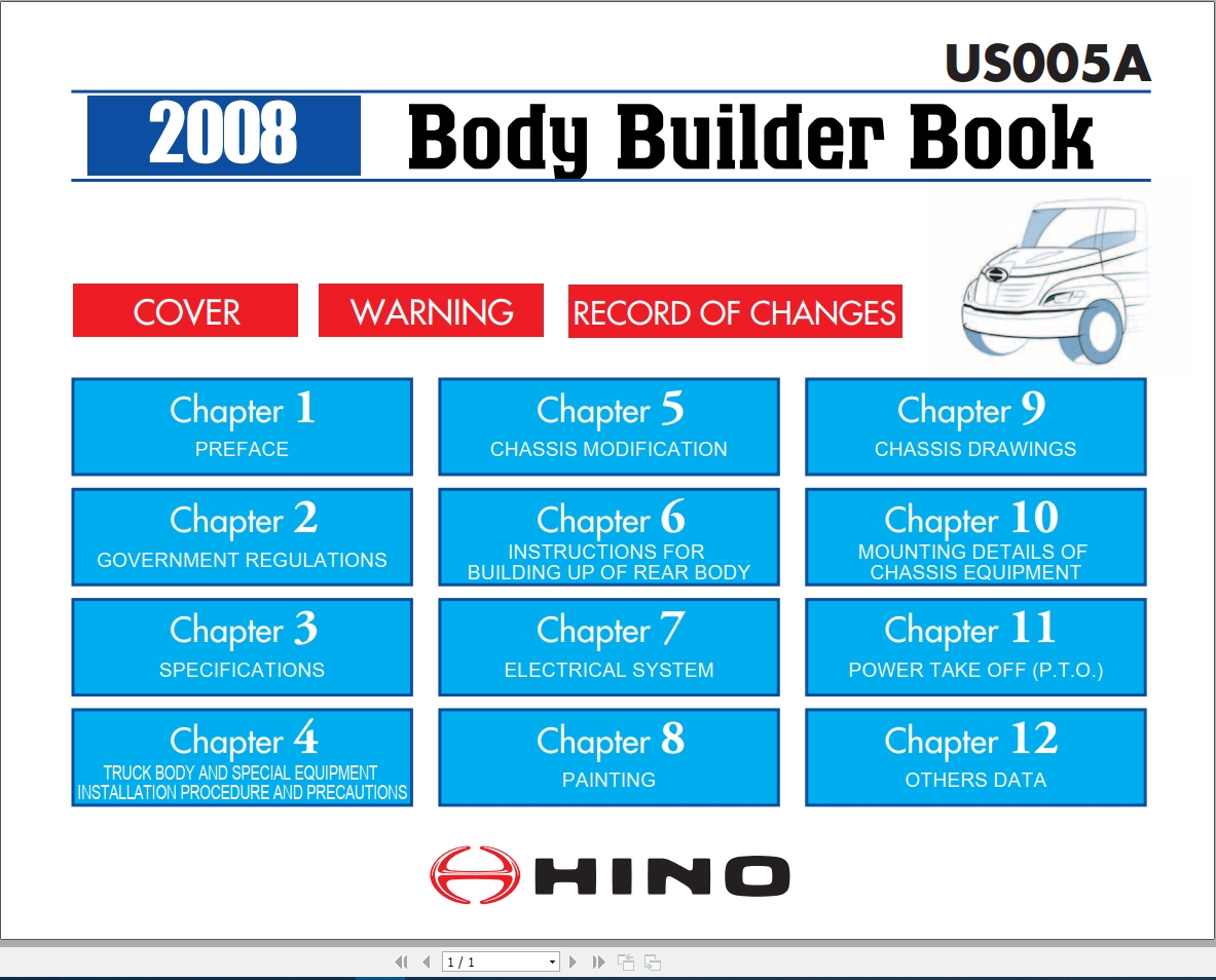 HINO Truck Body Builder Book US005A Manuals Guides 2008_EN - Homepage - The Biggest Store