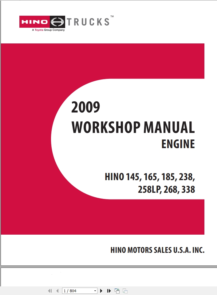 HINO Truck Engine All Series 145, 165, 185, 238, 258LP, 268, 338