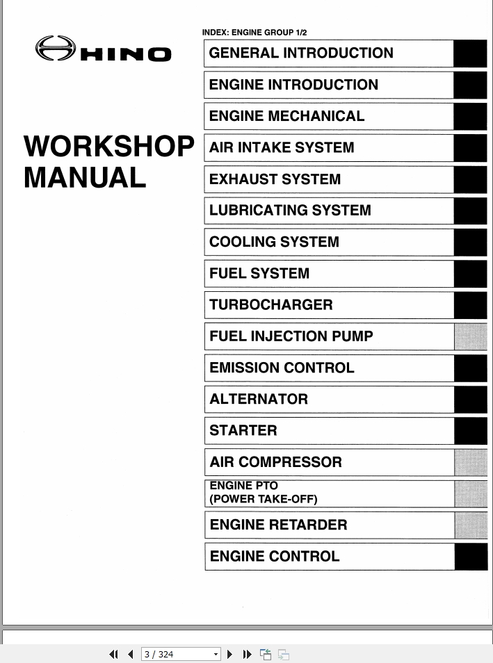 HINO Truck Engine J05 All Series Workshop Manuals 2006_EN - Homepage