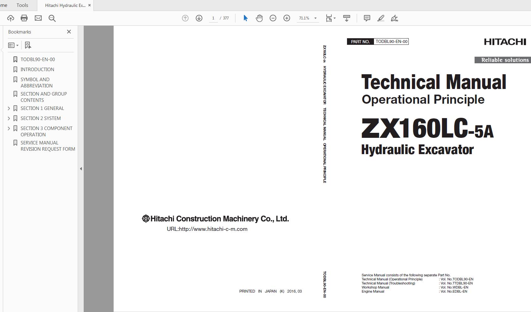 Hitachi ZX345USLC6 Hydraulic Excavator Diagrams and Service Manual PDF
