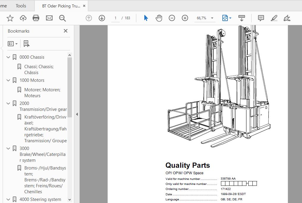 BT Oder Picking Truck OP_OPW_OPW Space 338799AA Quality Parts 171422