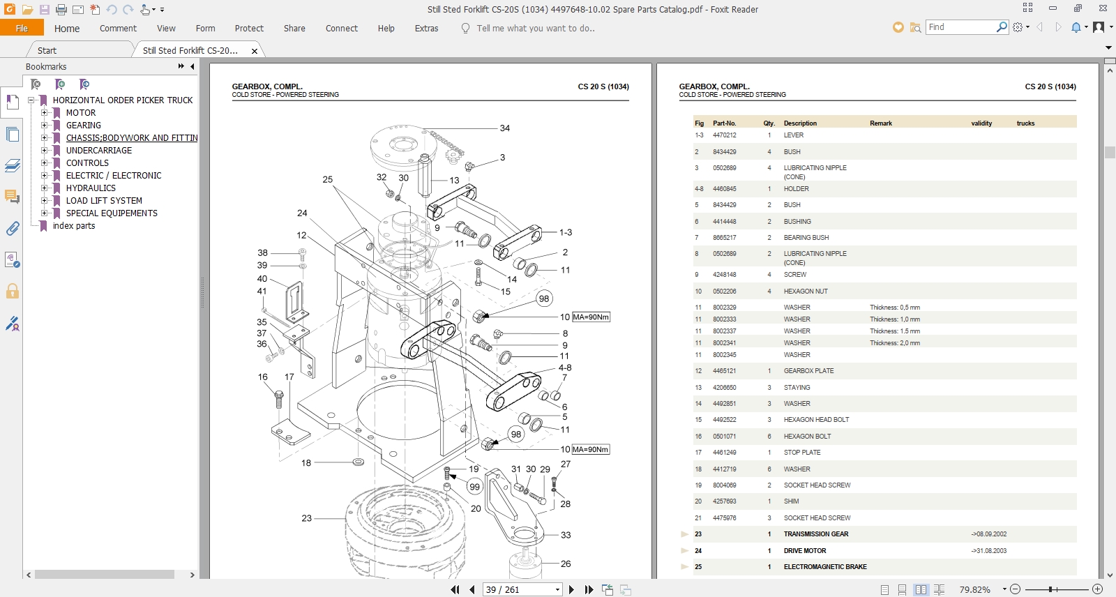 Still Sted Forklift CS20L (1030) 449762403.03 Spare Parts Catalog