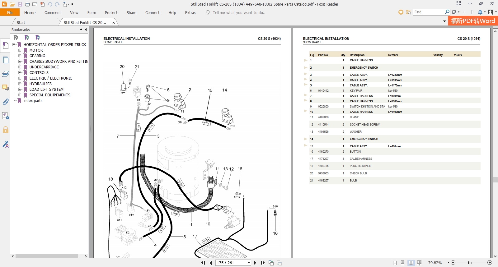 Still Sted Forklift CS20L (1030) 449762403.03 Spare Parts Catalog