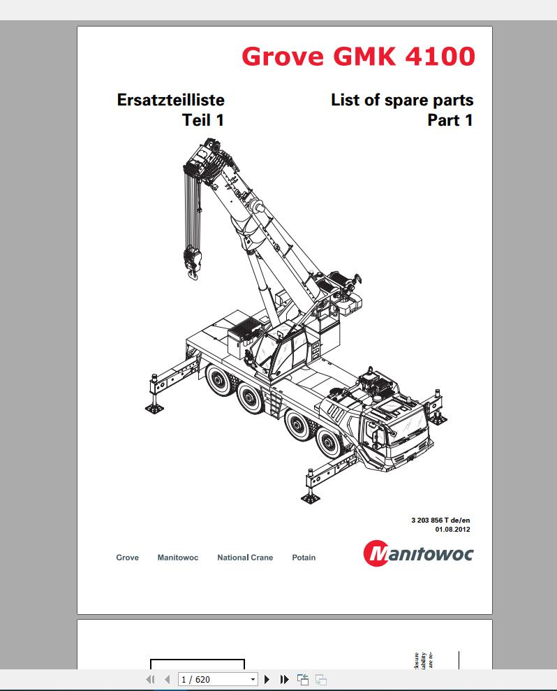 Grove Mobile Cranes All Full Model Part Manual, Operator & Maintenance