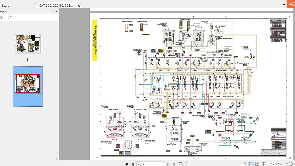 CAT 320, 320 GC, 323 Excavator Hydraulics System Schematic_UENR8068
