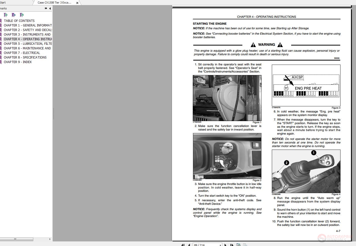 Case CX130B Tier 3 Excavator Operators Manual
