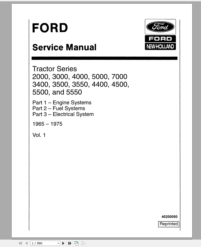 New Holland Ford Tractor Series 2000 5500 Service Manual_40200050