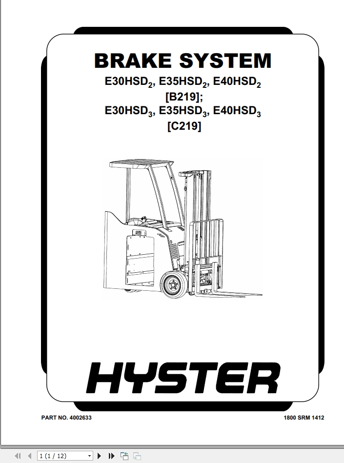 Hyster Forklift Class 1 Electric Motor Rider Trucks H160 (J30_40XMT2