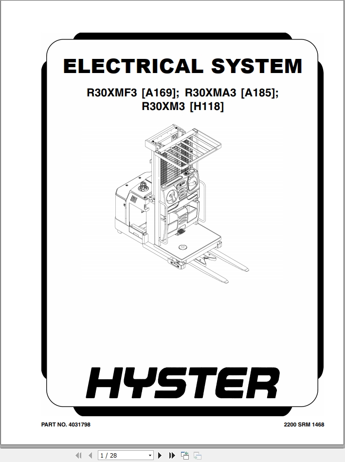 Hyster Forklift Class 2 Electric Motor Narrow Aisle Trucks A169
