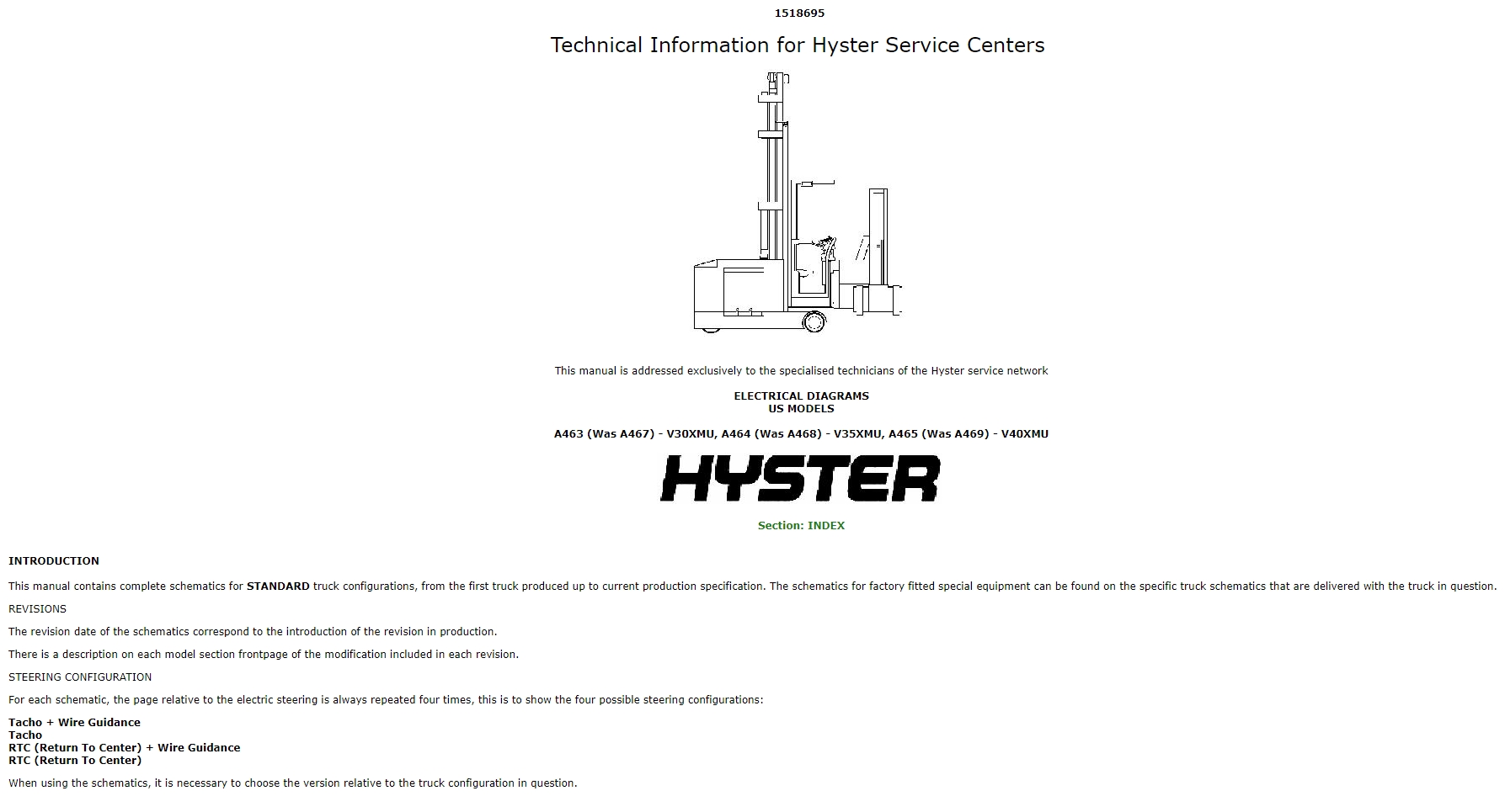 Hyster Forklift Class 2 Electric Motor Narrow Aisle Trucks A464 (C1_5B