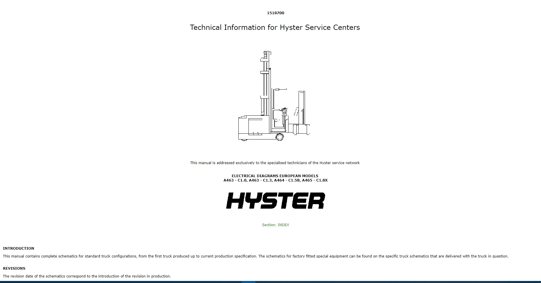 Hyster Forklift Class 2 Electric Motor Narrow Aisle Trucks A469 (C1_8X