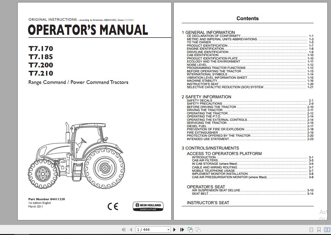 New Holland T7.170 T7.185 T7.200 T7.210 Range Command/Power Command