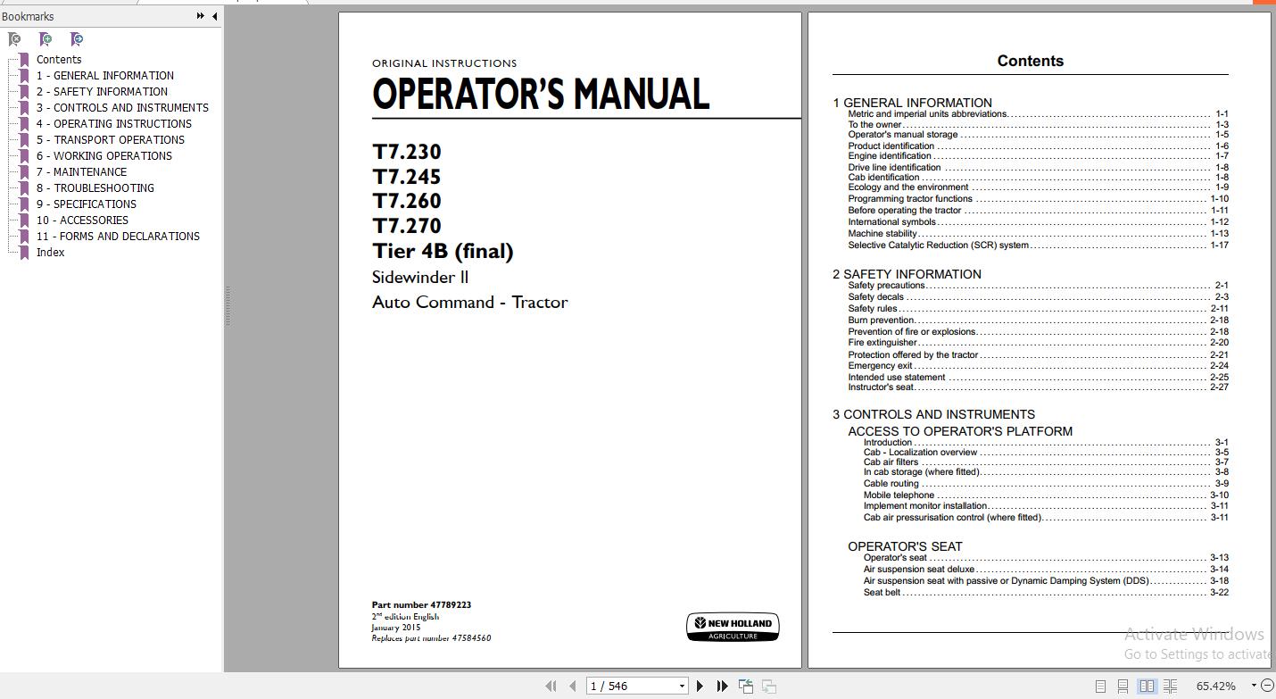 New Holland T7.230 T7.245 T7.260 T7.270 Tier 4B (final) Sidewinder Auto