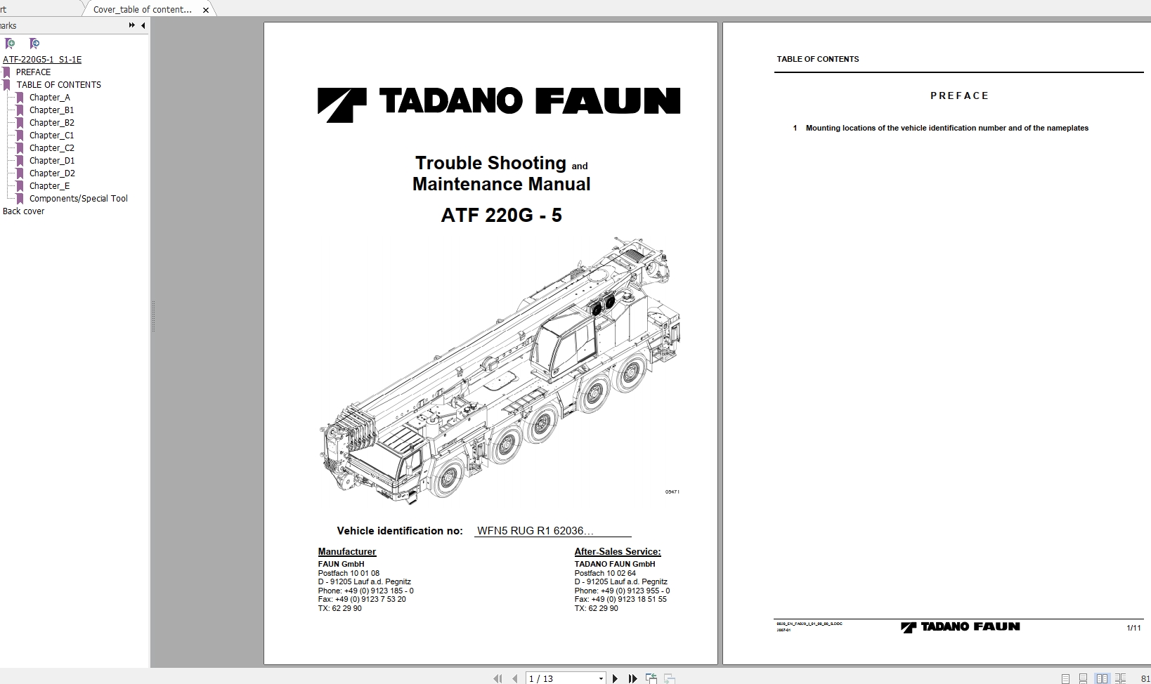 Tadano Mobile Crane ATF 220G5 Service Manuals