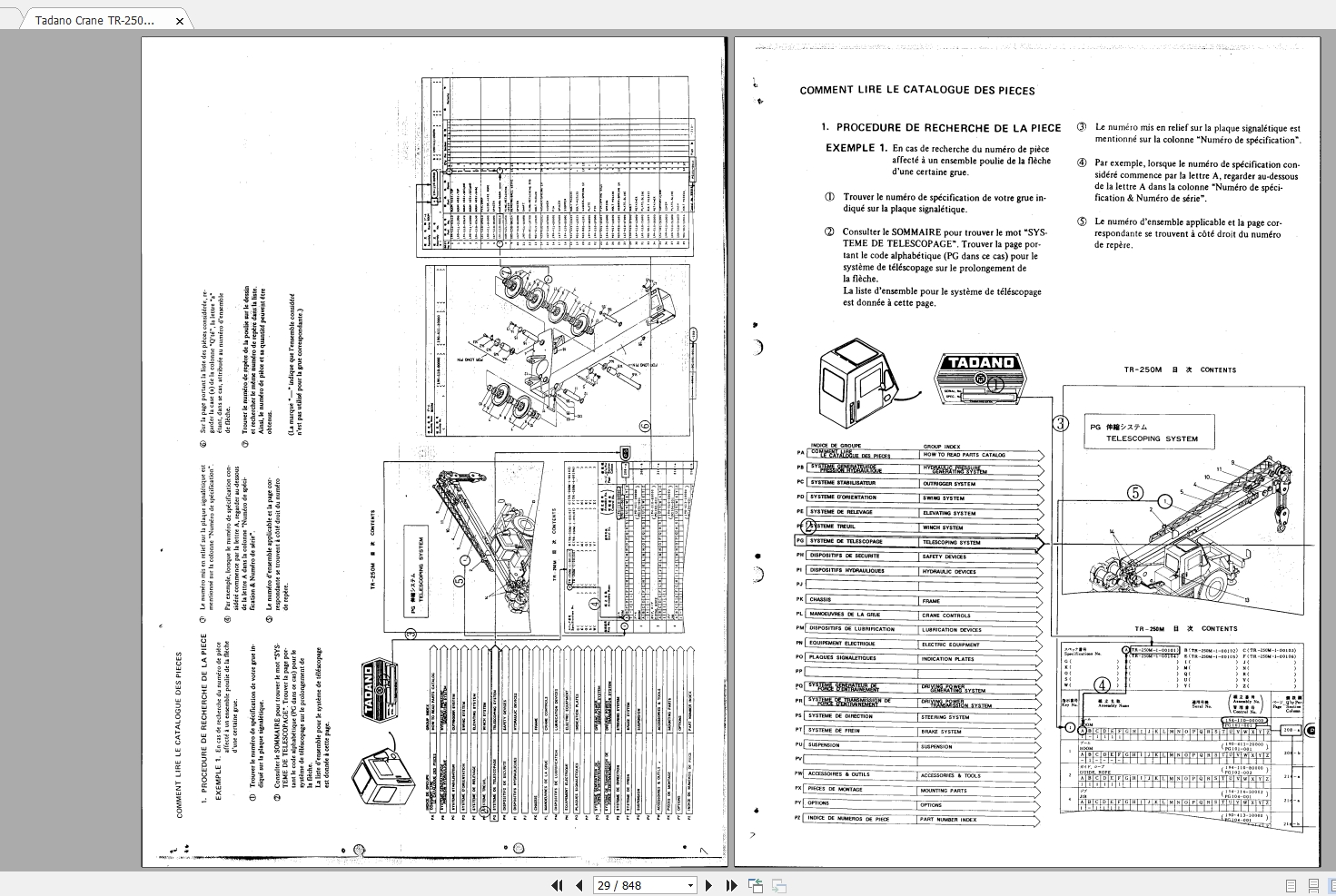 Tadano Mobile Crane TR250M1_P05 Parts Catalog_515001 Homepage