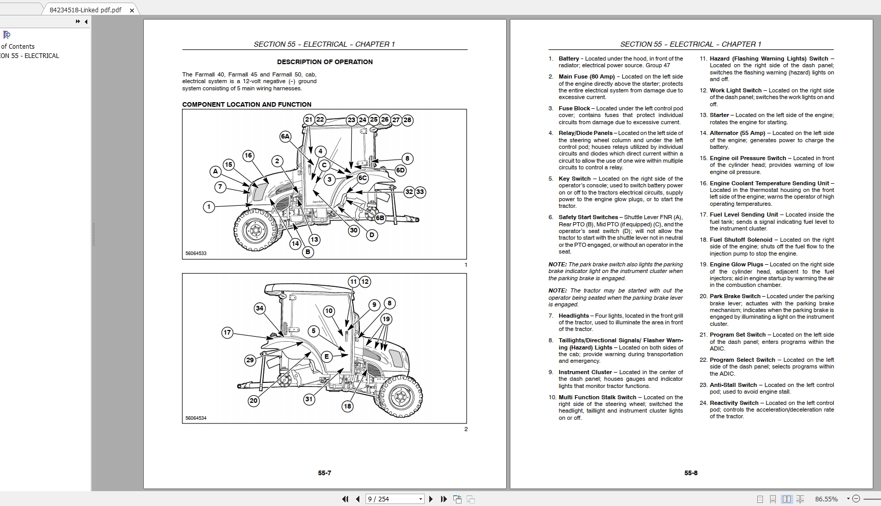 Case IH Farmall 40 45 50 Tractors With Cab and CVT Transmission Service