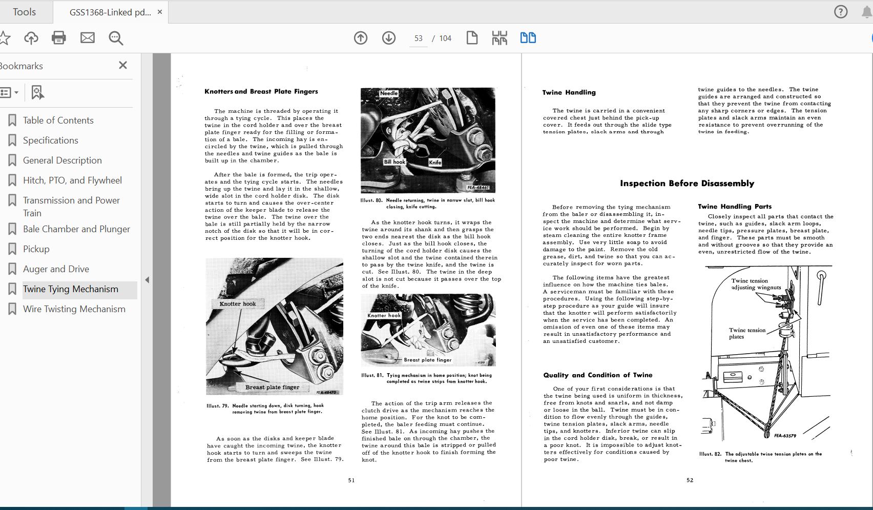 Case IH Tractor 56 57 Baler Twine Wire Tie Overhaul Field Adjustments