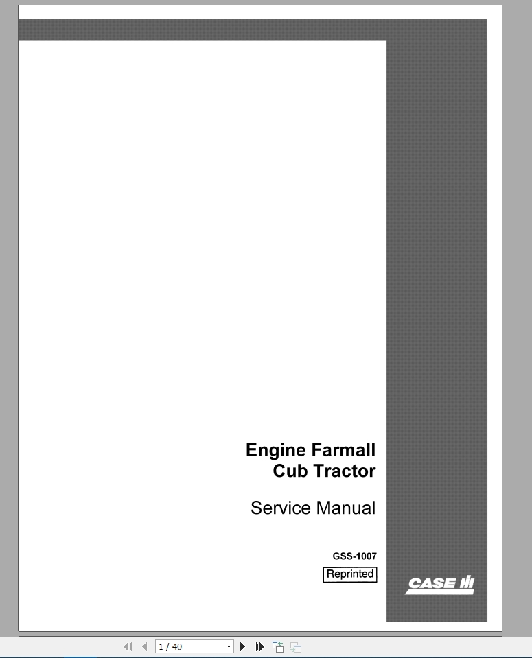 Case IH Tractor Engine Farmall Cub Service Manual_GSS1007