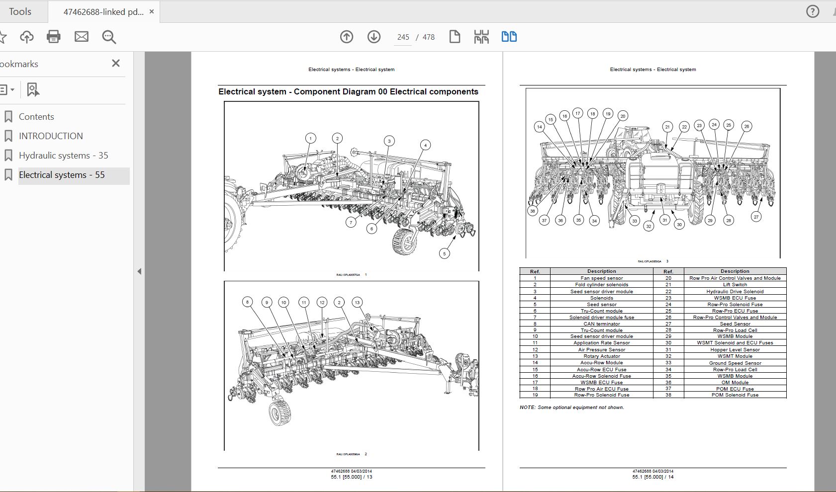 Case IH Tractor TwinRow 1225AFF 1625AFF Front Fold Planter Service
