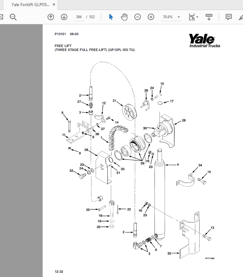 Yale Forklift GLP050TG, GLP060TG, GP050TG, GP060TG Parts Manual YP990083