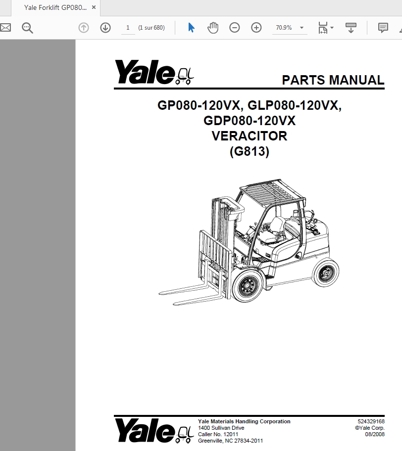 Yale Forklift GP080120VX, GLP080120VX,GDP080120VX VERACITOR(G813