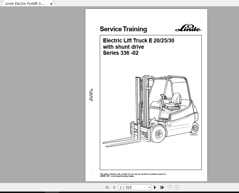 Linde Forklift Series 336_02_E20,E25,E30_ST Service Manuals