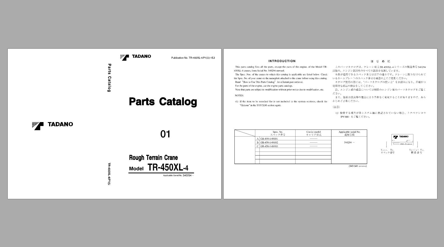 Tadano TMZR275 Cargo Crane Parts Manual PDF