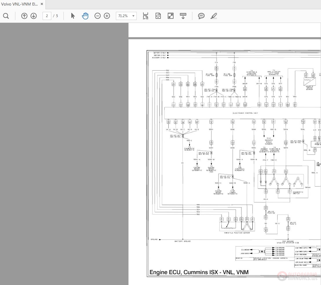Volvo VNLVNM Electrical Schematic Engine ECUCummins ISX