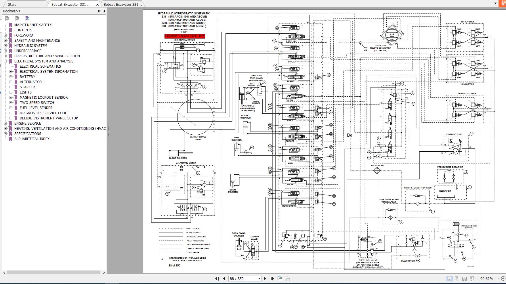 Bobcat Excavator 331 331E 334 Service Manuals