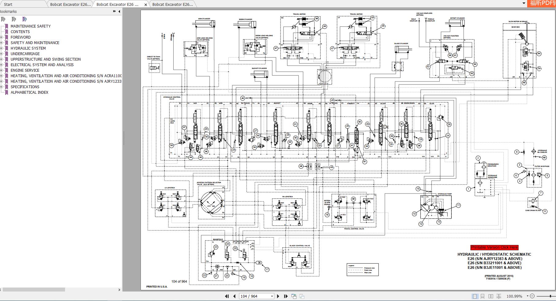 Bobcat Excavator E26 Service Manual