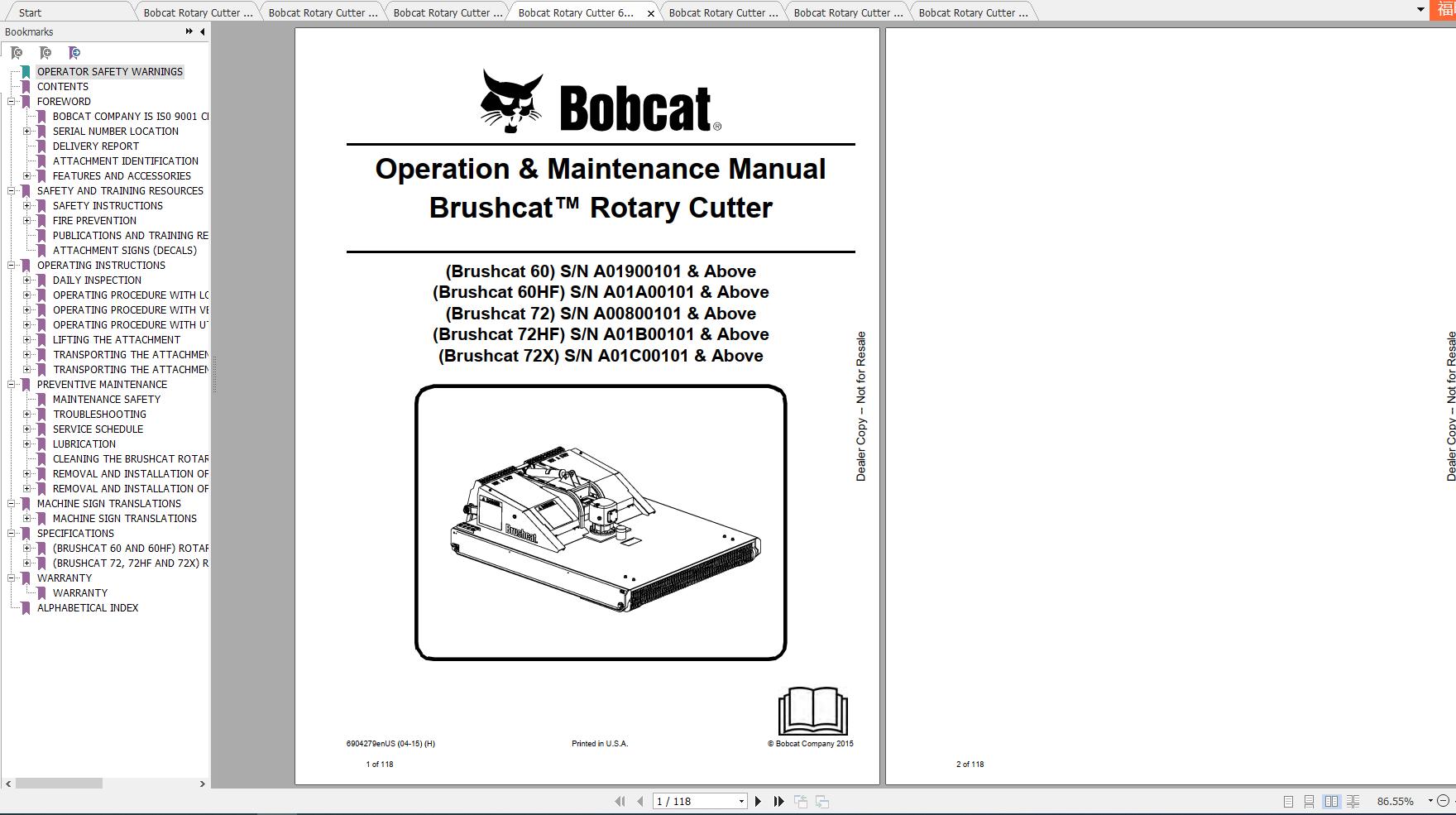 Bobcat Rotary Cutter Operation & Maintenance Manuals - Homepage - The