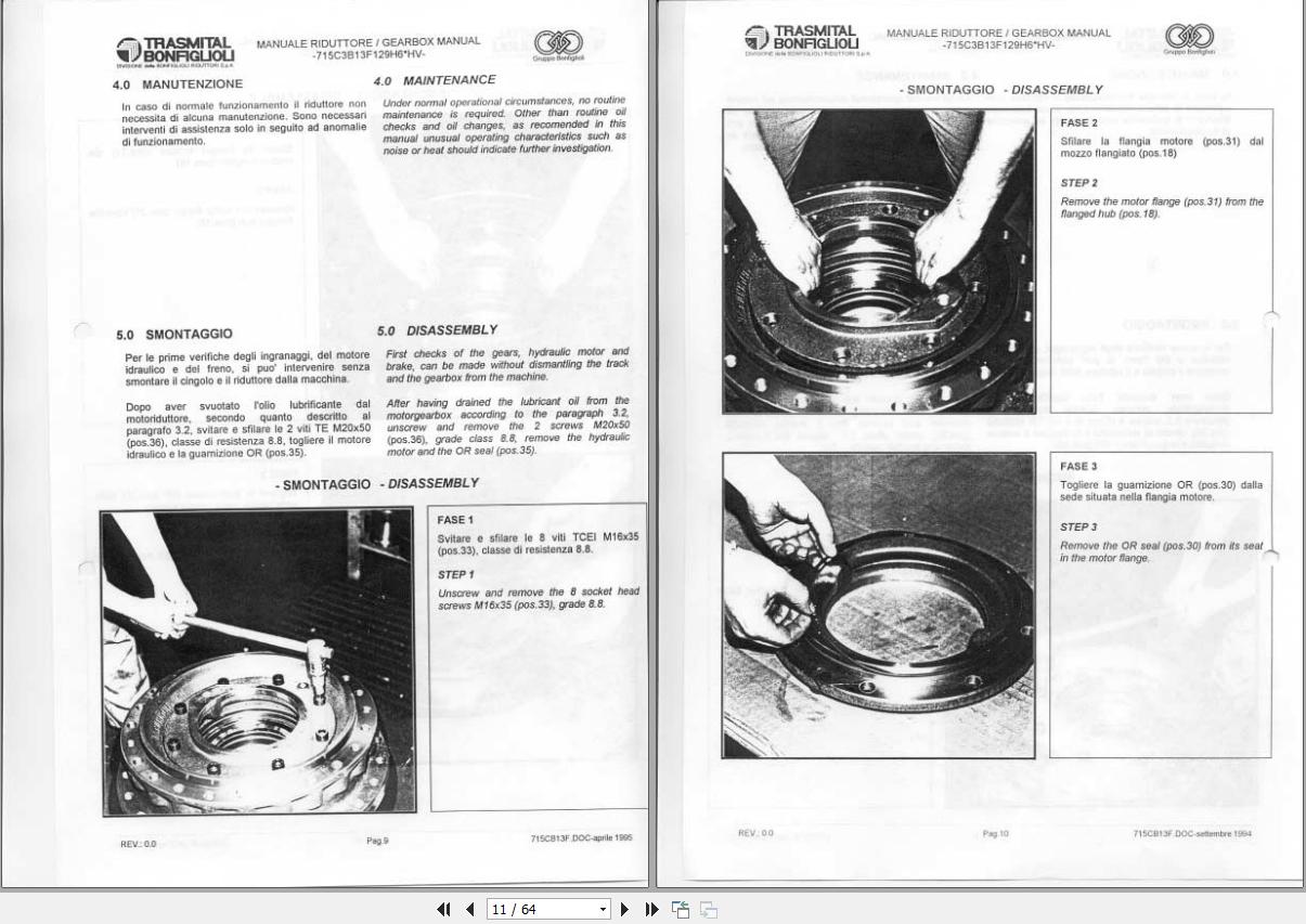 Tigercat Bonfiglioli Track Gearbox BK004 Installation & Maintenance