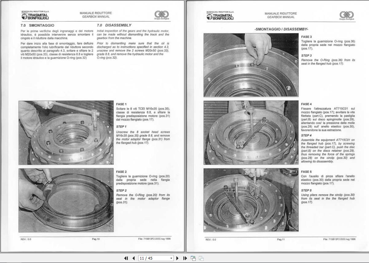 Tigercat Bonfiglioli Track Gearbox BK034 Installation & Maintenance