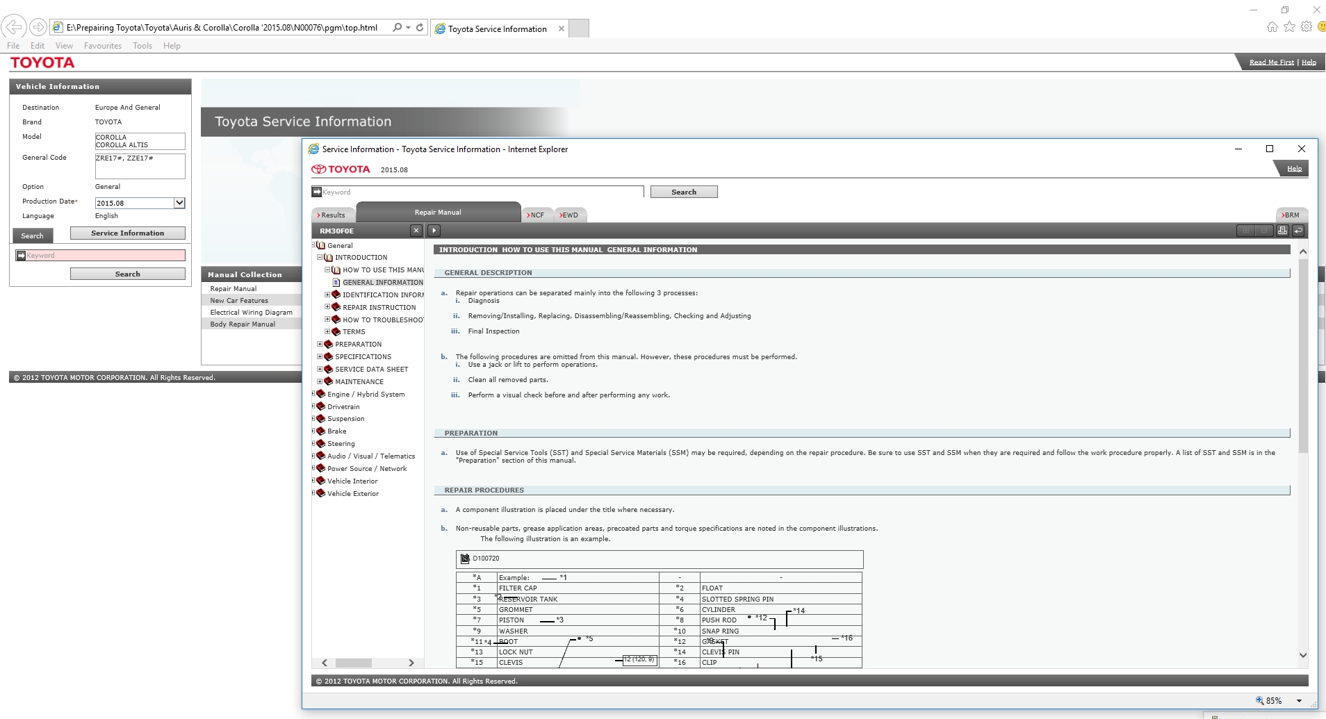 Toyota Corolla 2015.08 Workshop Service Manual ...