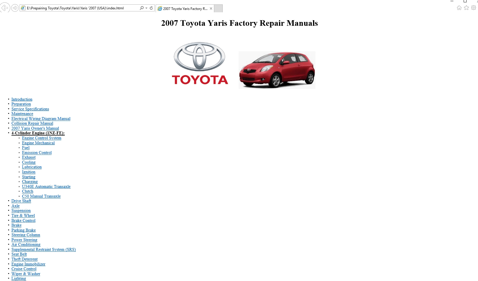 Toyota Yaris [2007] Service Manual