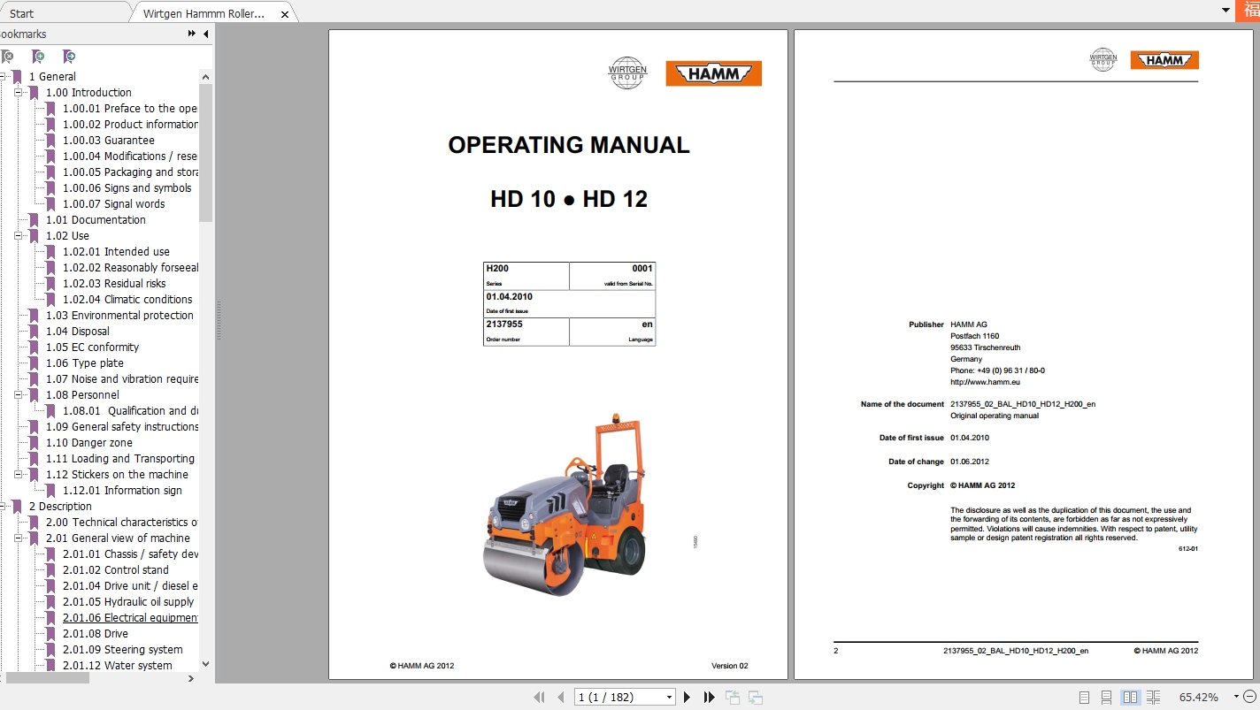 Wirtgen Hamm Roller 34103411 P Instruction Manual Automotive Repair