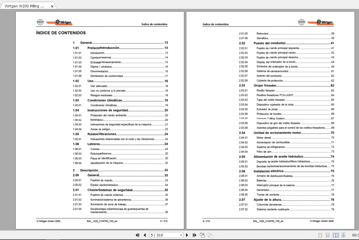 Wirtgen W200 Milling Machine Service Instruction_2154700_V02_es