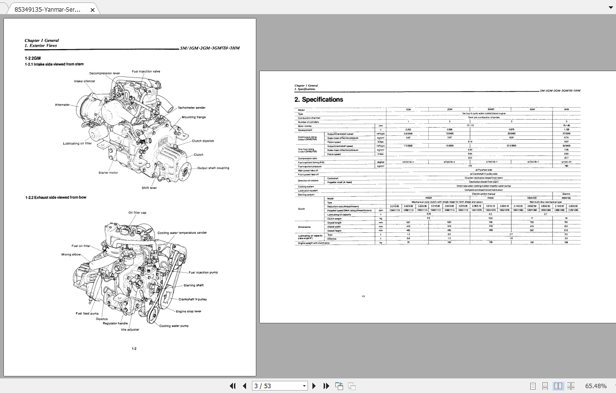 Yanmar Marine Diesel Engine 13GM, 3HM Service Manual