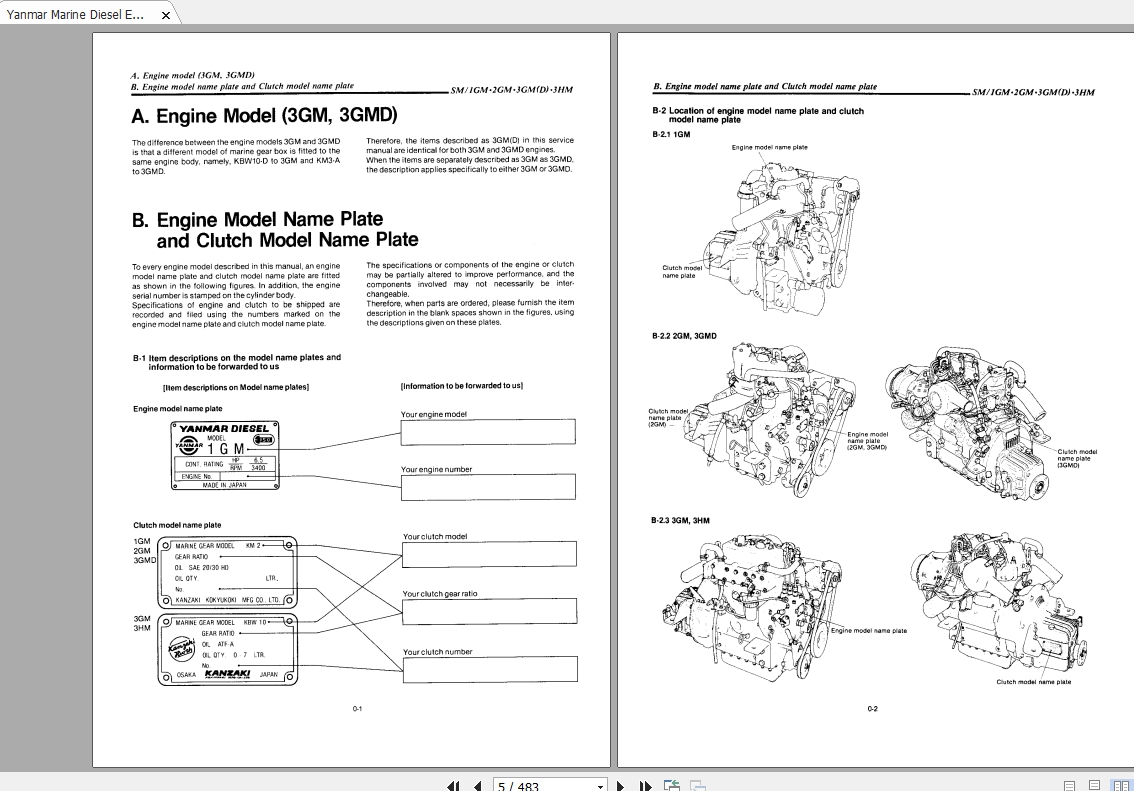 Yanmar Marine Diesel Engine 1GM-3HM Service Manual - Homepage - The
