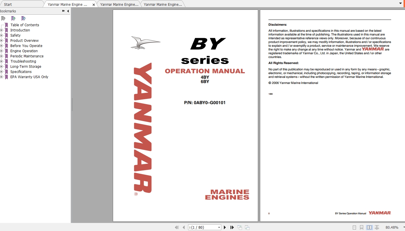 Yanmar Marine Engine BY Series Service Manual