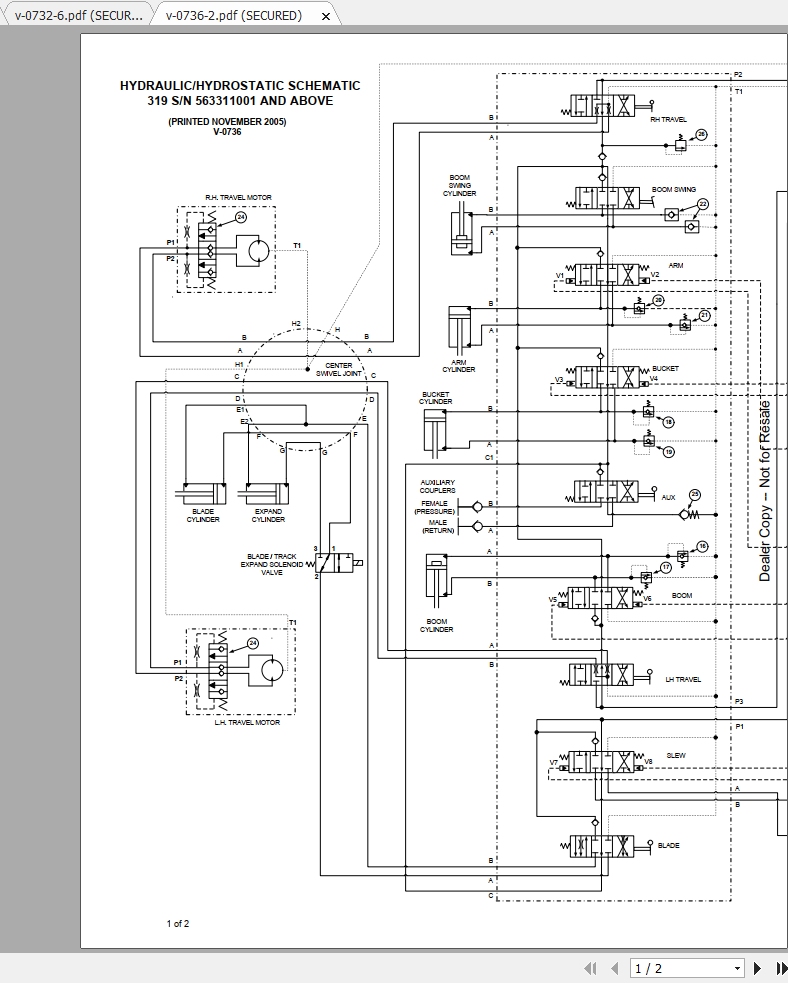 Bobcat Excavator 319 Hydraulic & Electrical Schematic