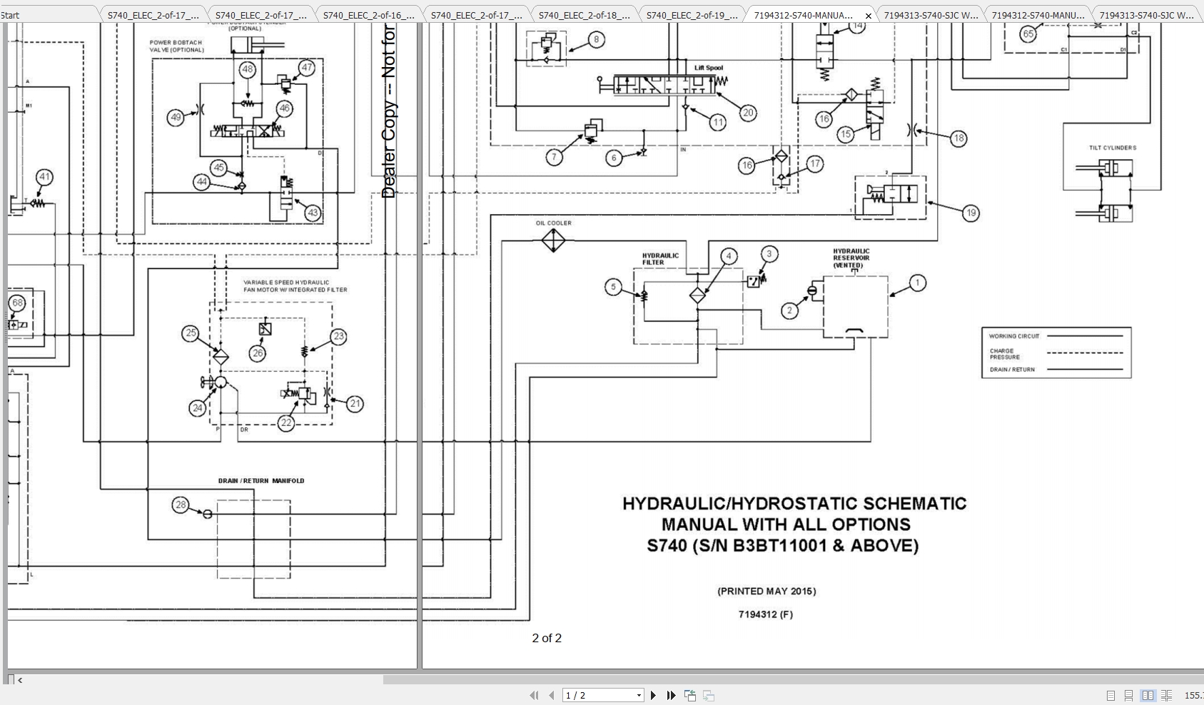 Bobcat Loader S740 Hydraulic & Electrical Schematic