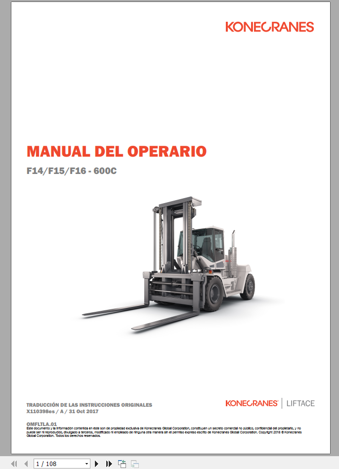 Kone Cranes Forklift F14 F15 F16 600C Operator Manual_ES
