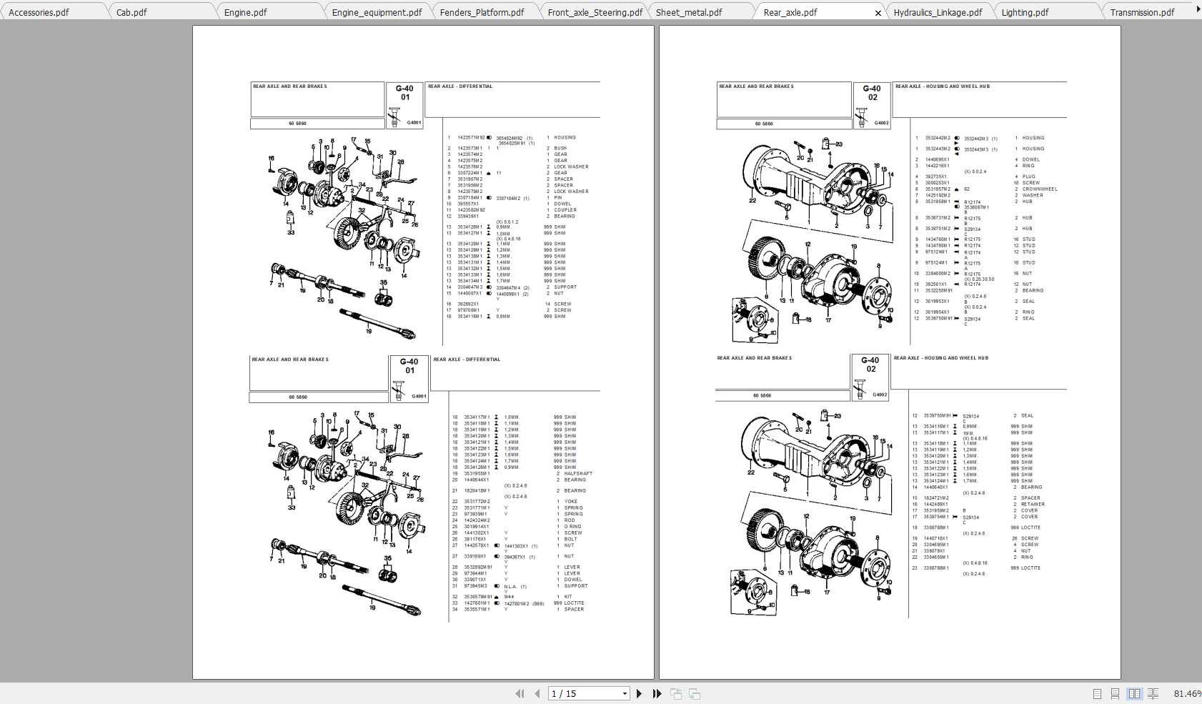 Landini Tractor 5860 Parts Catalog