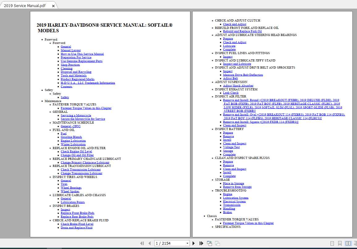 Harley-Davidson Softail 2019 Service Manual