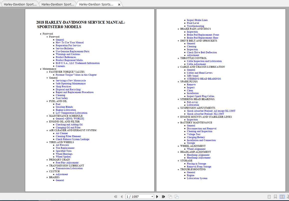 Harley-Davidson Sportster 2018 Electrical Diagnostic & Service Manual