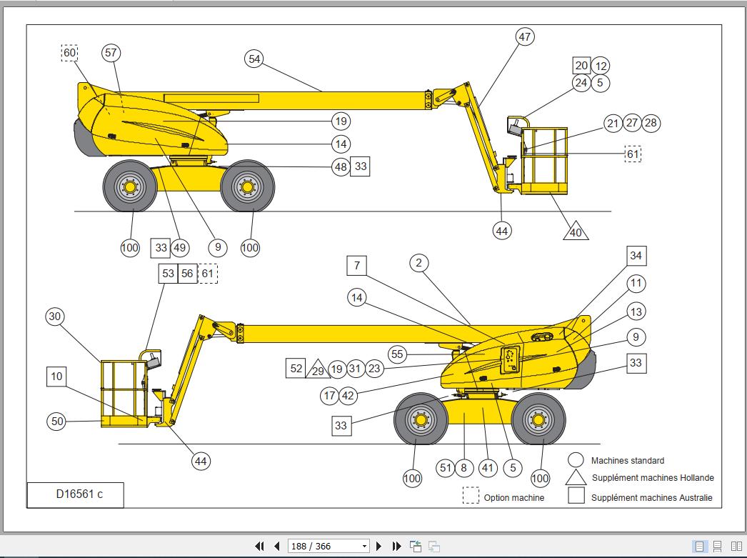 Haulotte Articulated Boom Lift H16TPX Parts Catalogue