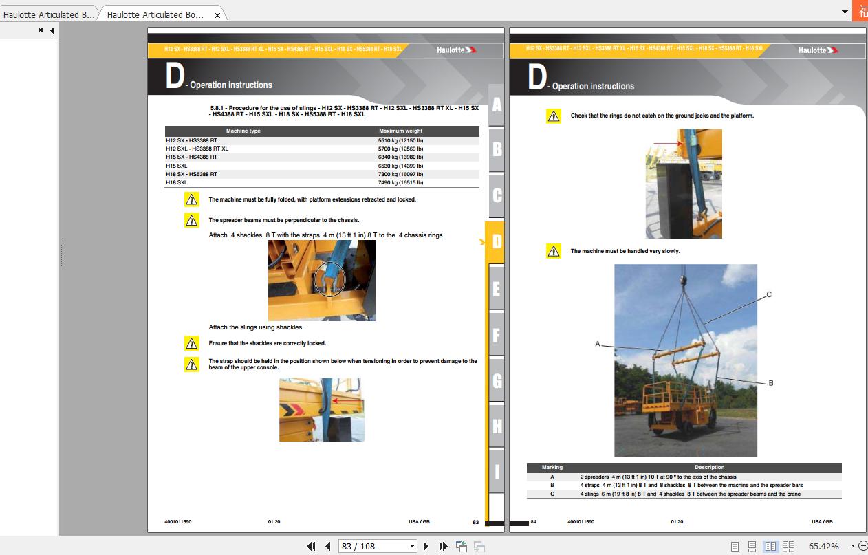Haulotte Articulated Boom Lift HA1218 Operators Manual